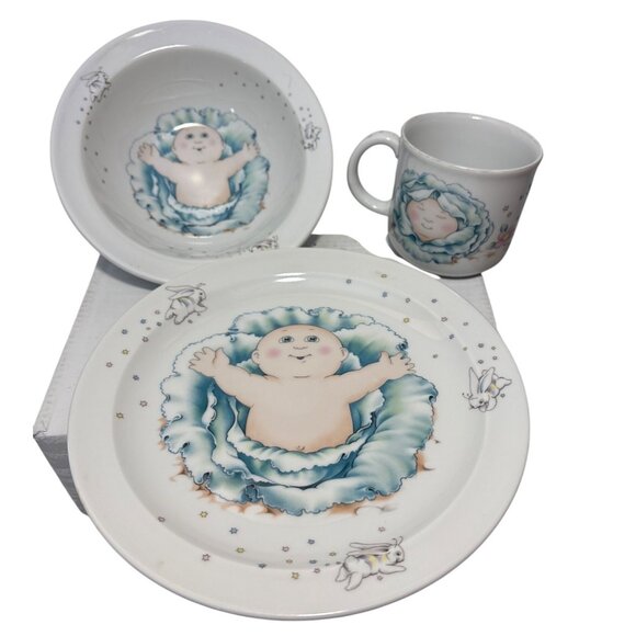 Vtg 1984 Cabbage Patch Kids Porcelain Plate Bowl Mug Set By Royal Worcester - Picture 1 of 15